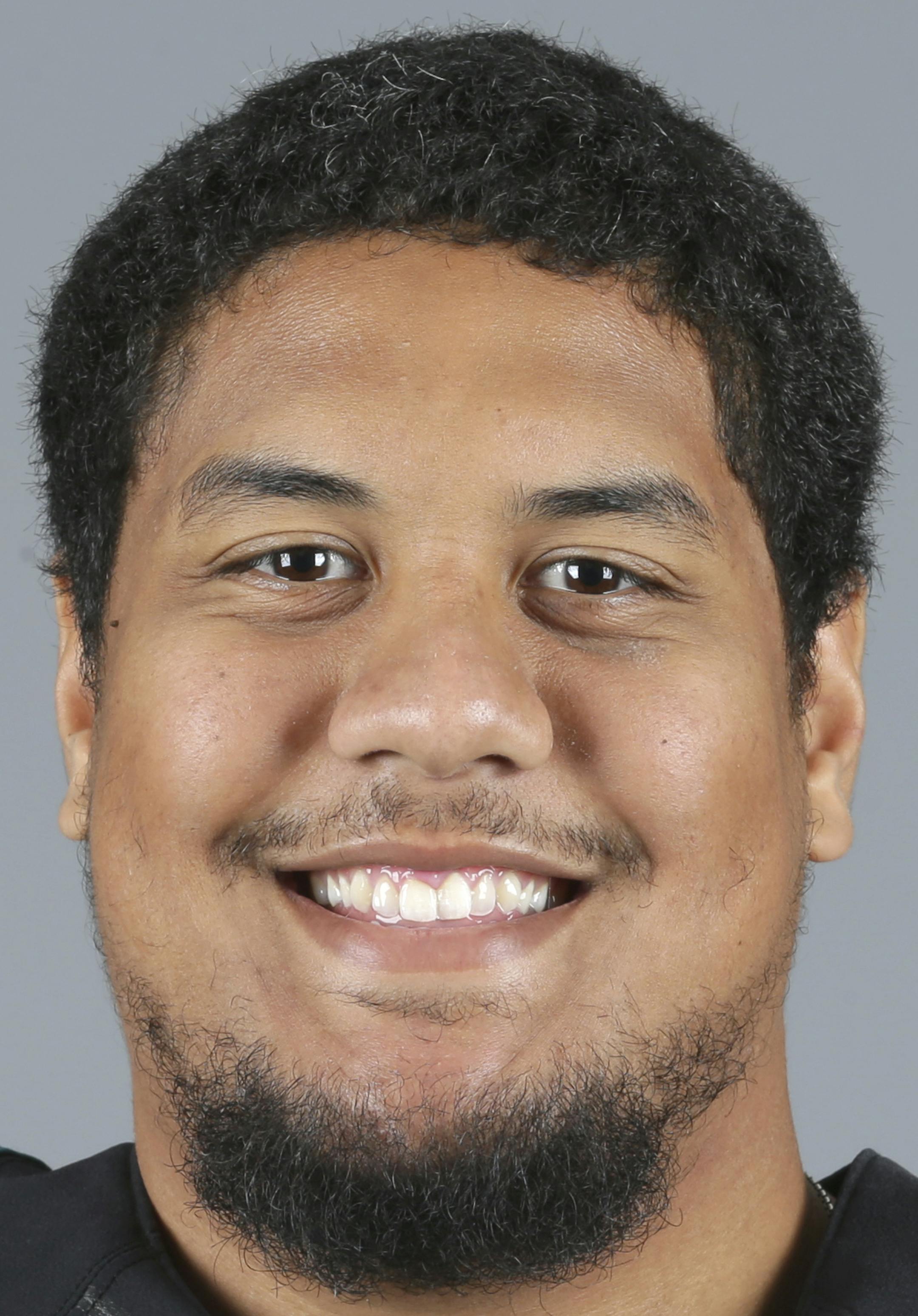 FILE - This is a 2016 file photo showing Halapoulivaati Vaitai of the Philadelphia Eagles NFL football team. Rookie Halapoulivaati Vaitai will make his NFL debut as the starting right tackle in place of Lane Johnson, who was suspended 10 games for violating the league's policy on performance-enhancing drugs. Vaitai&#xed;s 14-letter first name is the longest in franchise history. (AP Photo/File) ORG XMIT: NY164