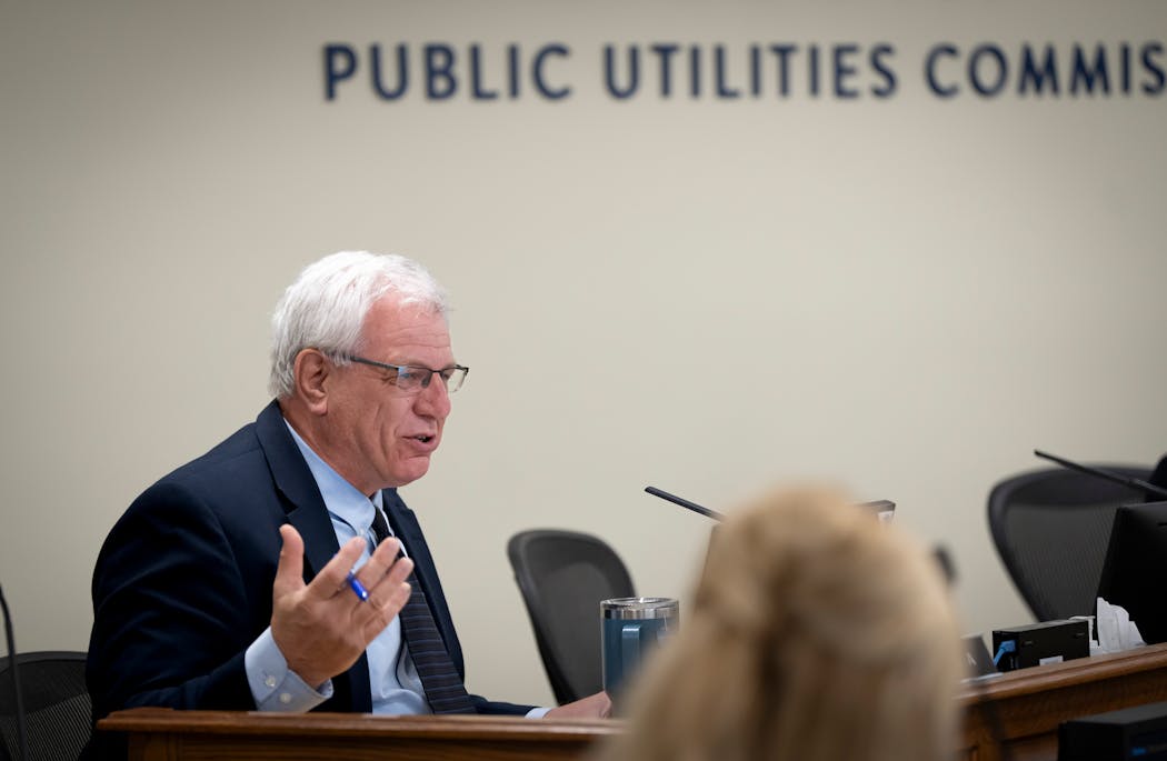 Commissioner John Tuma during the Minnesota Public Utilities Commission meeting in St. Paul on Thursday.