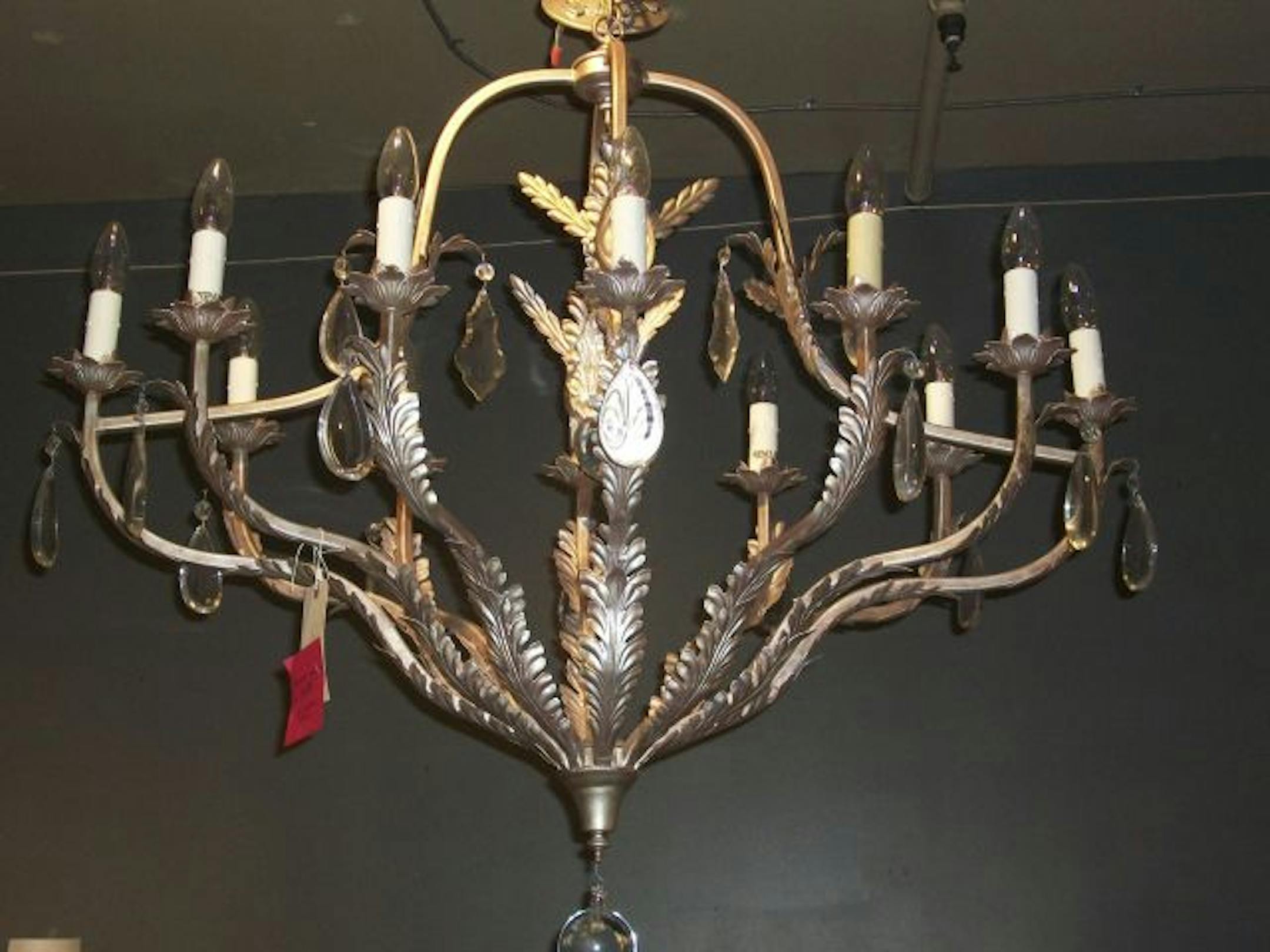 A lead crystal and forged iron Bourgogne chandelier is $1,356, regularly $7,790 at Historic Interiors closing sale.
