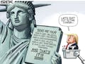 Sack cartoon: Trump revises Emma Lazarus