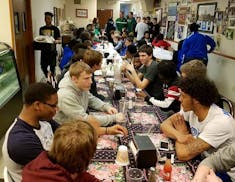 Minneapolis North and Rushford-Peterson basketball player share a table at a post-game dinner on Sat., Feb. 18. ORG XMIT: HavH2mu2hy_PYIi-LSHl