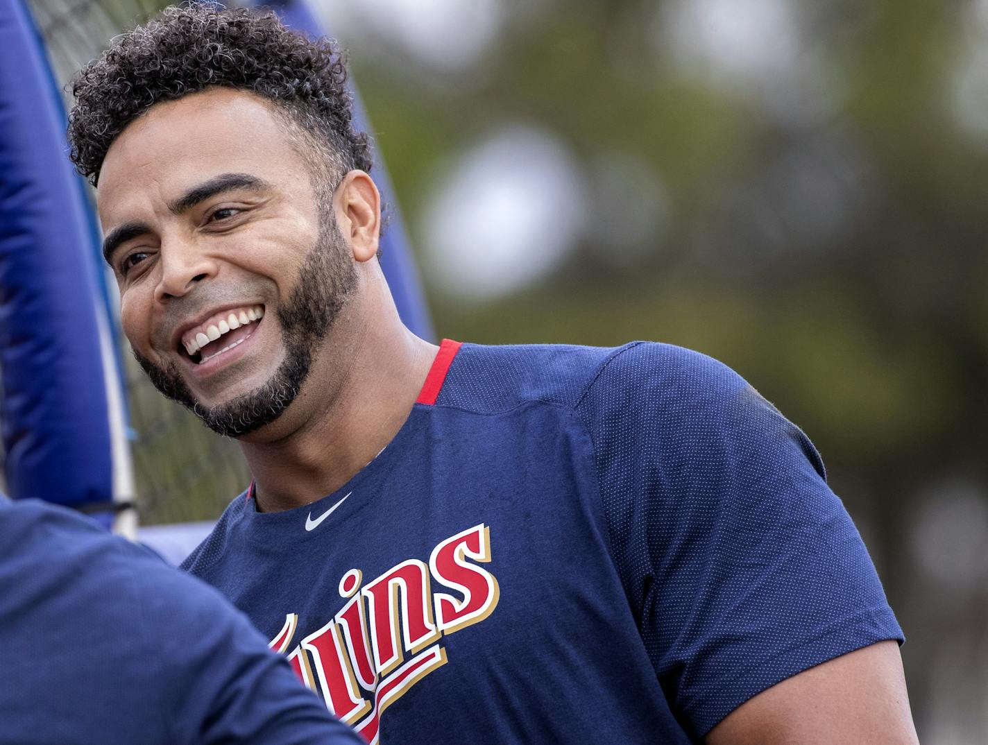 Minnesota Twins Nelson Cruz joked while taking batting practice on Sunday. ] CARLOS GONZALEZ • cgonzalez@startribune.com – Fort Myers, FL – February 16, 2020, CenturyLink Sports Complex, Hammond Stadium, Minnesota Twins, Spring Training