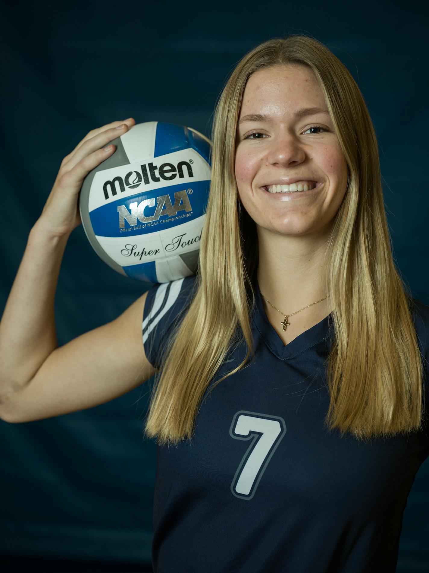 Carly Gilk of Champlain Park is one of the All-Metro volleyball team in St. Paul, Minn., on Sunday, Nov. 5, 2023. We've lined up the seven All-Metro volleyball players and the main floor at the Gangelhoff Center at Concordia University for the annual All-Metro shoot. I ] RICHARD TSONG-TAATARII • richard.tsong-taatarii @startribune.com