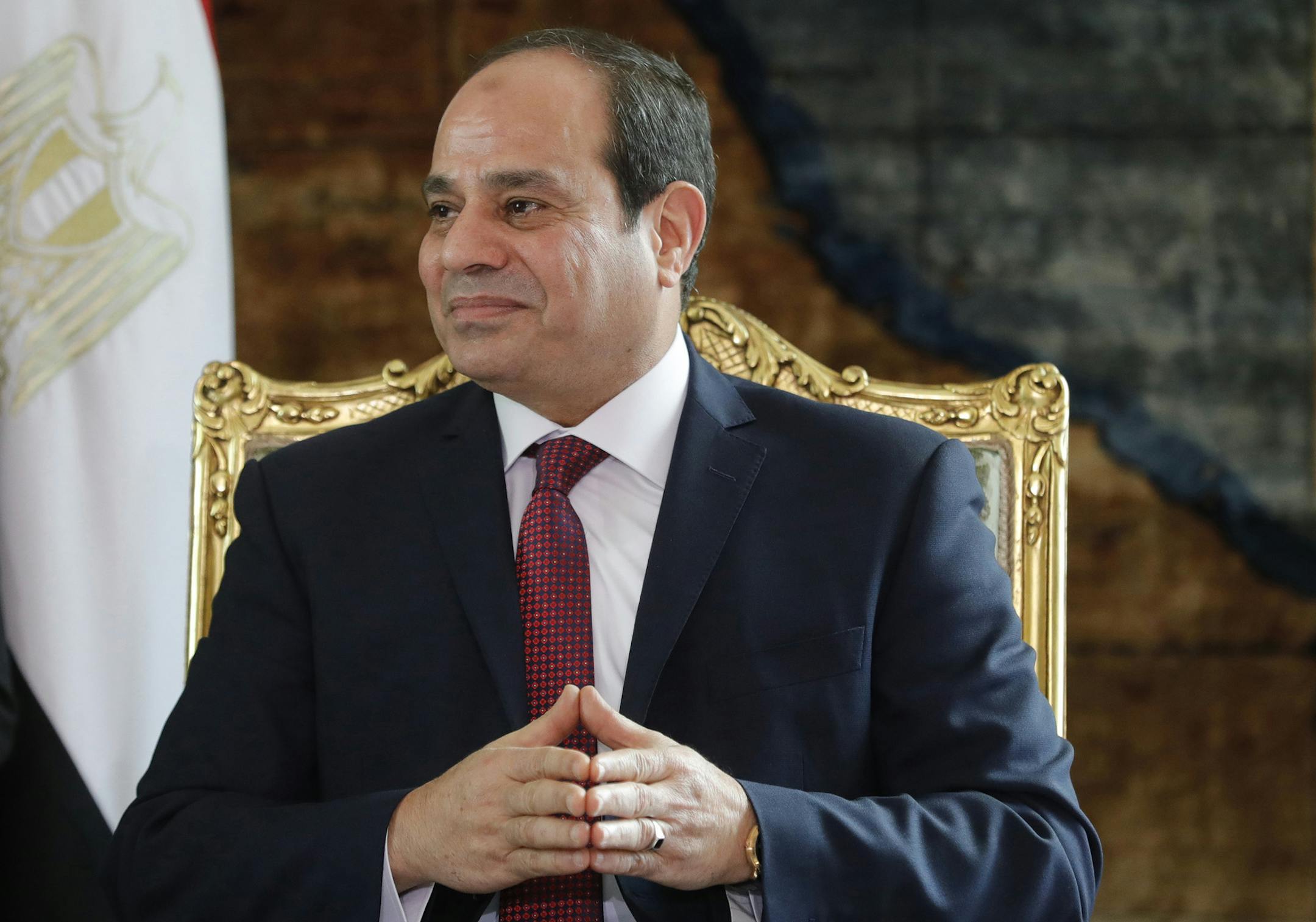 Egypt's President Abdel Fattah el-Sisi smiles during a meeting with Russia's President Vladimir Putin at the Al-Ittihadiya Presidential Palace on Dec. 11, 2017 in Cairo, Egypt. (Mikhail Metzel/TASS/Abaca Press/TNS) ORG XMIT: 1220510