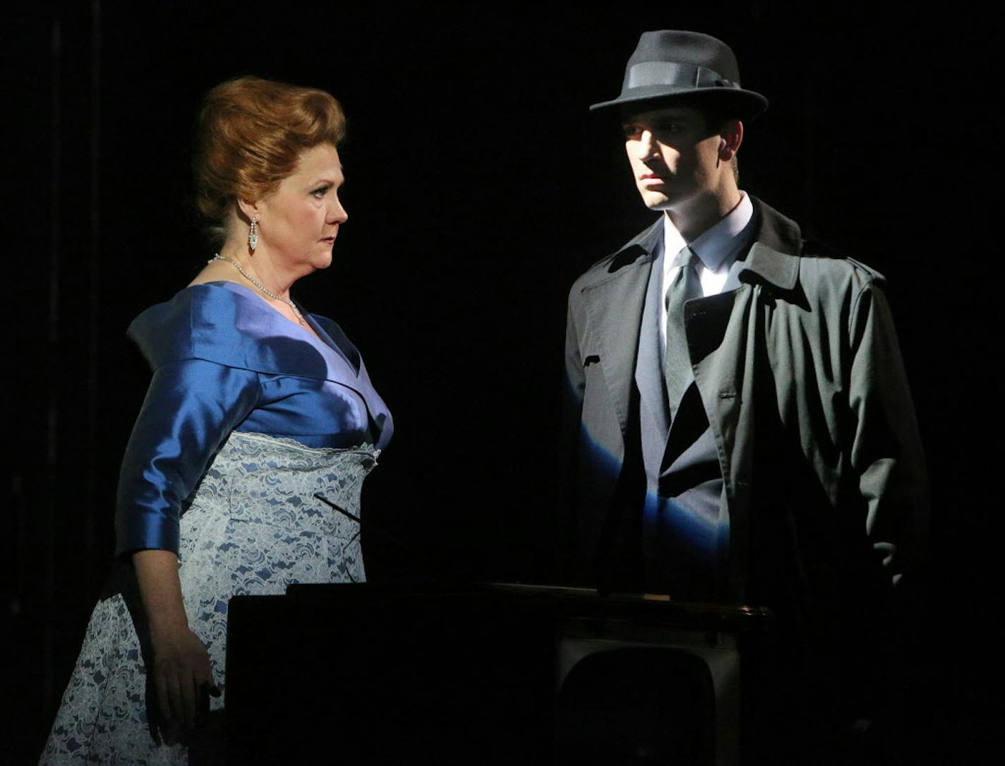 Brenda Harris as Eleanor Iselin and Matthew Worth as Sgt. Raymond Shaw in the Minnesota Opera production of "The Manchurian Candidate."