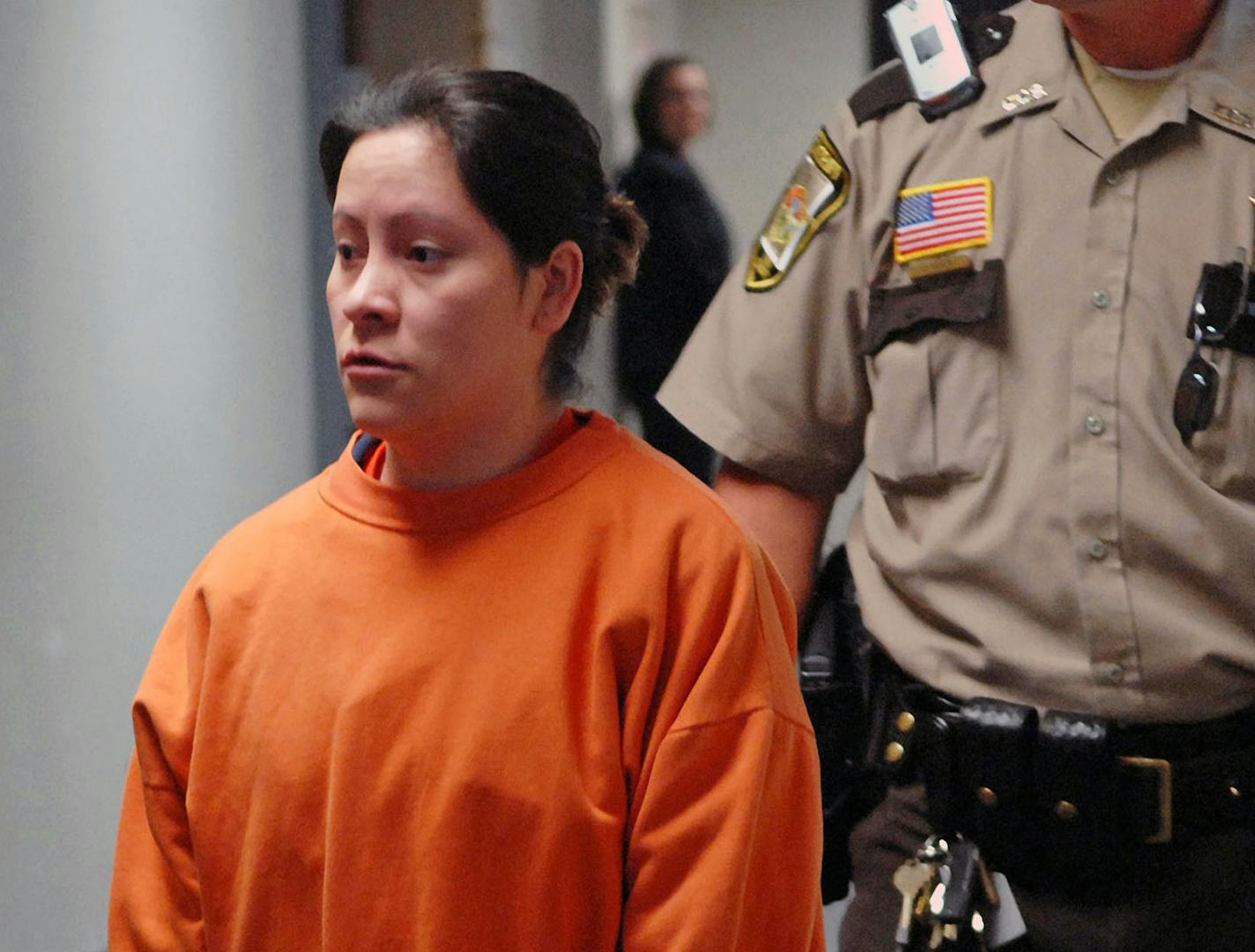 Olga Franco arrives at the Lyon County Courthouse for her sentencing hearing, Wednesday, Oct. 8, 2008 in Marshall, Minn. Franco who initially lied about her identity and still denies driving a van that slammed into a school bus, killing four children, was sentenced Wednesday to nearly 13 years in prison.(AP Photo/The Star Tribune, Richard Sennott ) **ST. PAUL PIONEER PRESS OUT, MAGS OUT, NO SALES, TV OUT**