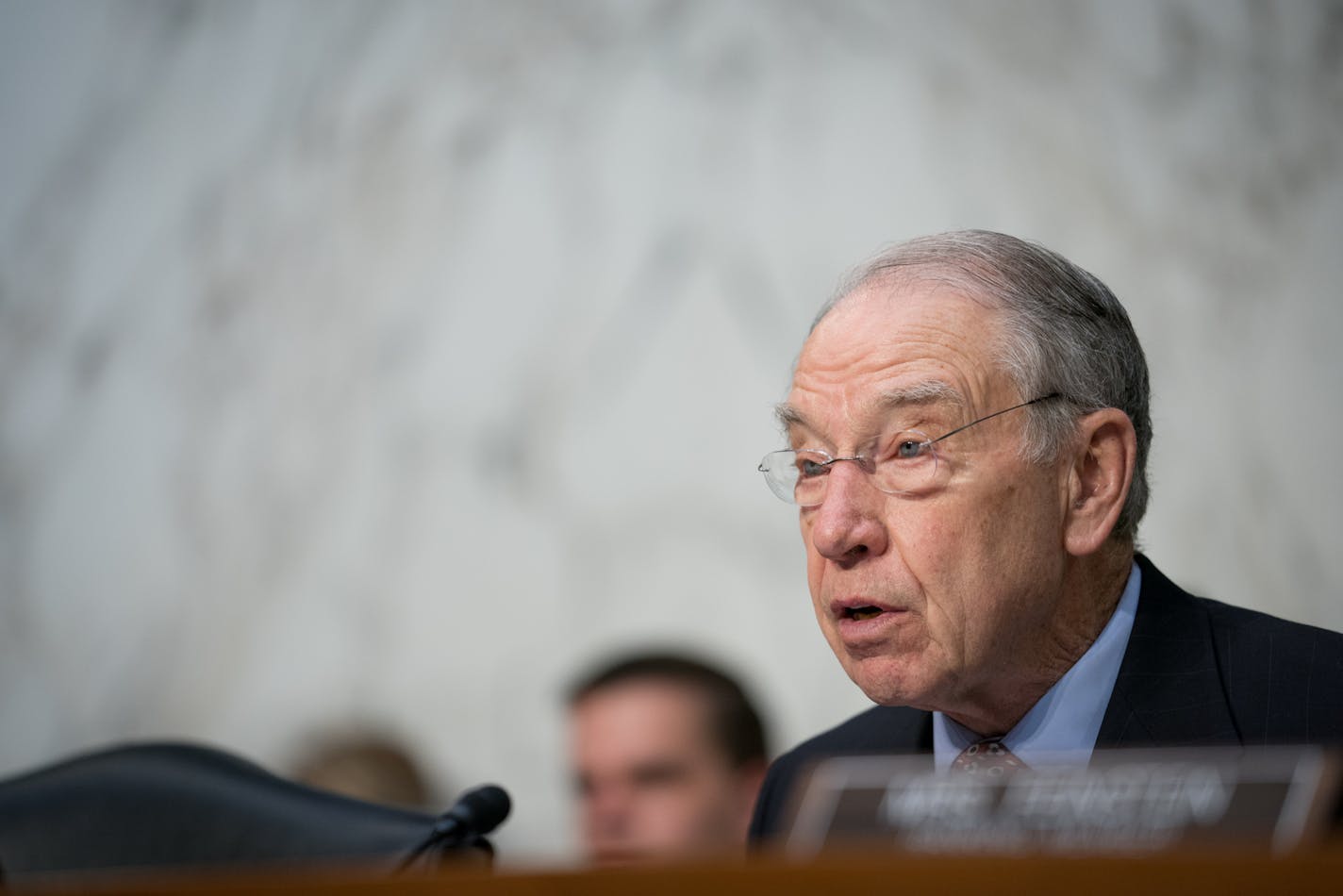 FILE-- Sen. Chuck Grassley (R-Iowa), chairman of the Senate Judiciary Committee, during a hearing on oversight of the Parkland school shooting and proposals to improve school safety, on Capitol Hill in Washington, March 14, 2018. Grassley has played a role in two charities tied to his home state that have drawn donations from major corporations. (Erin Schaff/The New York Times)