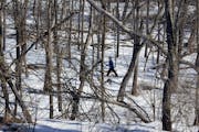 Ryan Muschler tried snowshoeing for the first time during a "Becoming an Outdoors Family" weekend at the Eagle Bluff Environmental Learning Center in 