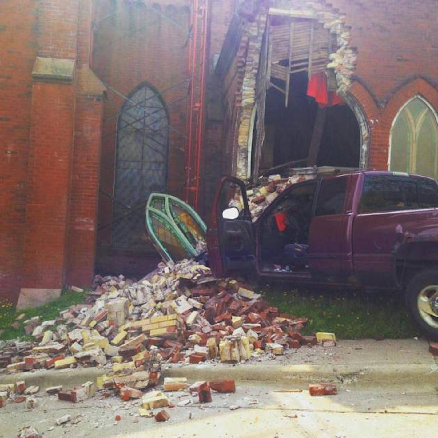 A photo by Duluth musician Mary Bue of Thursday's crash at Sacred Heart Music Center in Duluth.