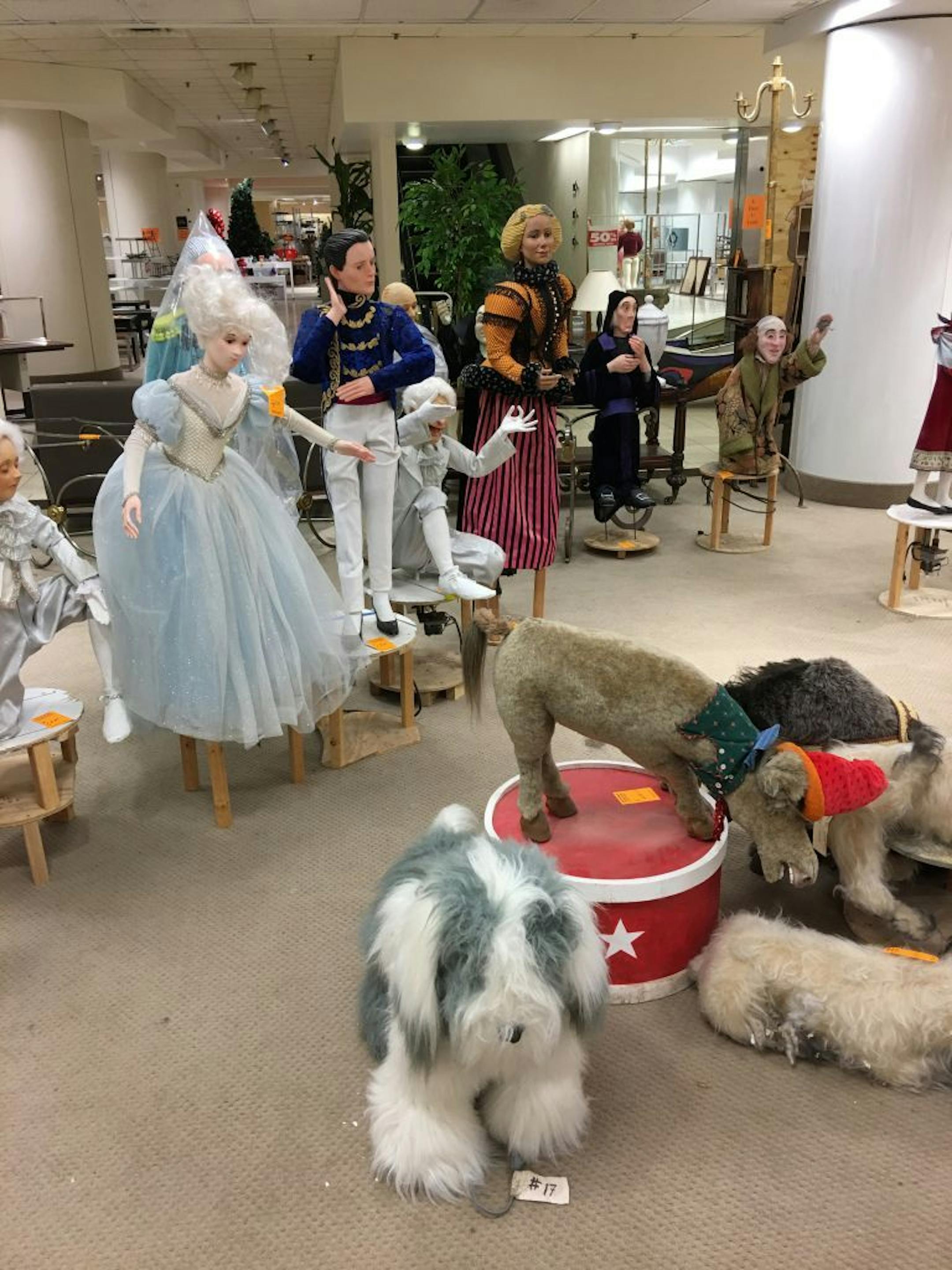 Macy�s is liquidating some of the many animatronic figures and props from decades of holiday shows. More than 20 figures are currently for sale for $200 to $1,500 each. Characters from Dickens Village (1960s), the Nutcracker (1973) Harry Potter (2000) and others were put out last week. Credit: John Ewoldt, STAR TRIBUNE 2/21/17