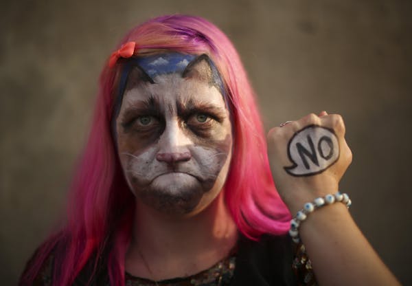 Bonnie Edwigenburg of Robbinsdale painted herself as Grumpy Cat for the 2013 Internet Cat Video Festival, held at the State Fair Grandstand.