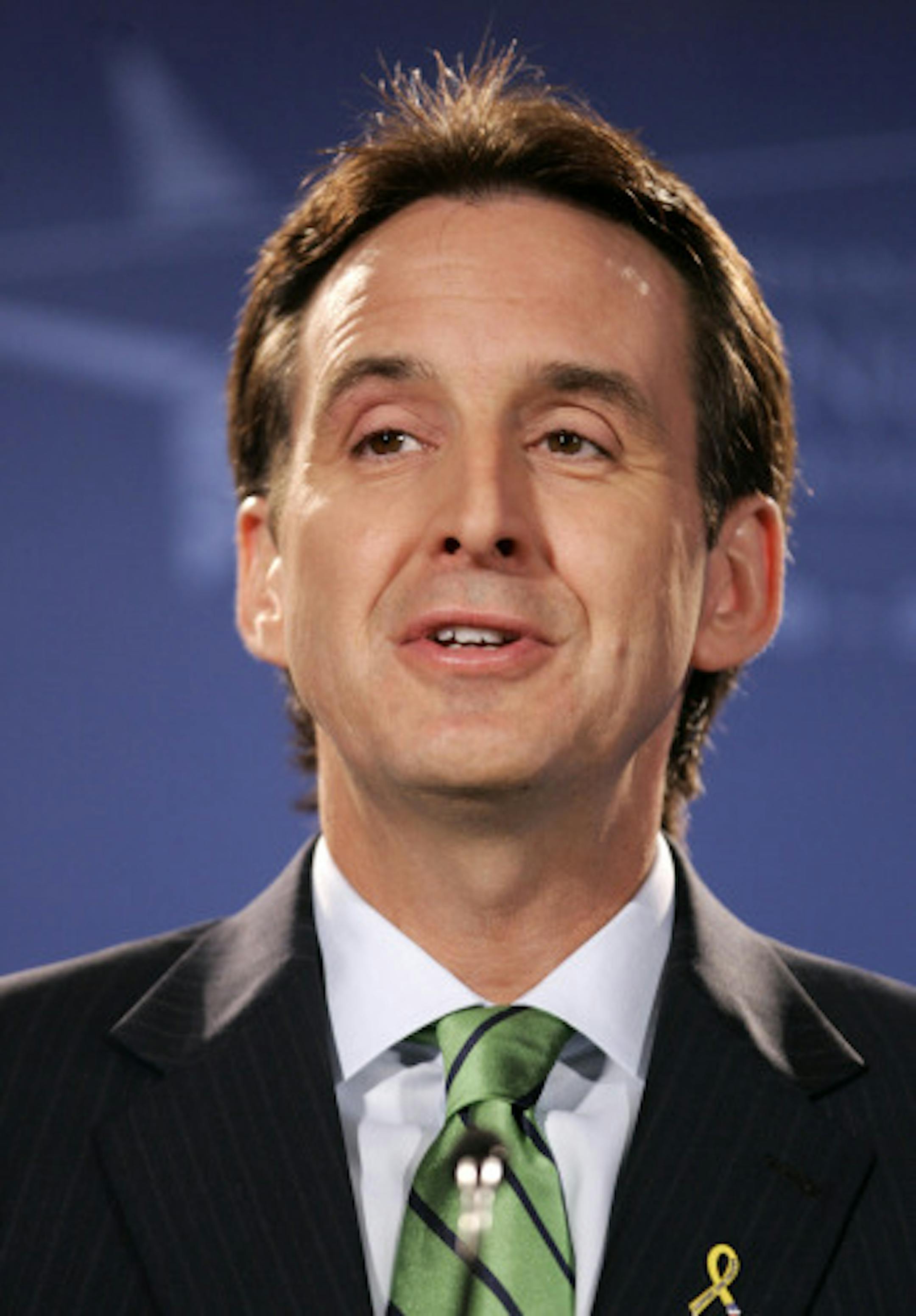National Governors Association chairman, Minnesota Gov. Tim Pawlenty, speaks during the opening news conference of the National Governors Association winter meeting Saturday, Feb. 23, 2008, in Washington.