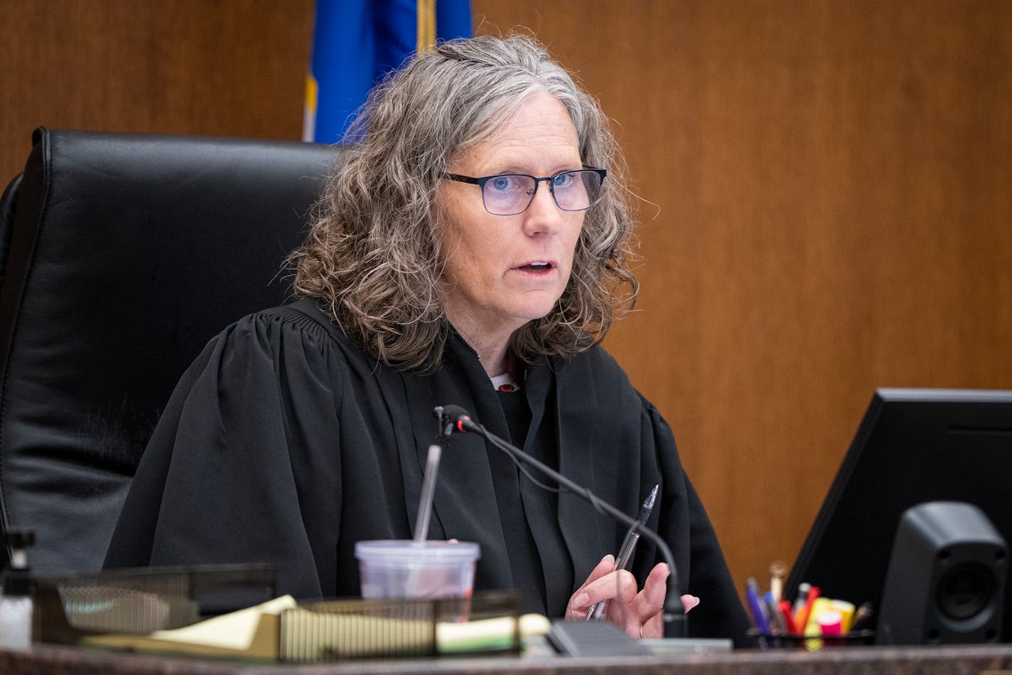 Judge Kerry Meyer speaks during the sentencing of Shamar Lark in Hennepin County District Court in Minneapolis.