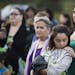 Nicole Matthews, right, of Minneapolis and her daughter Kiora Burgess-Matthews, 13, attend a prayer circle for Savanna LaFontaine-Greywind.