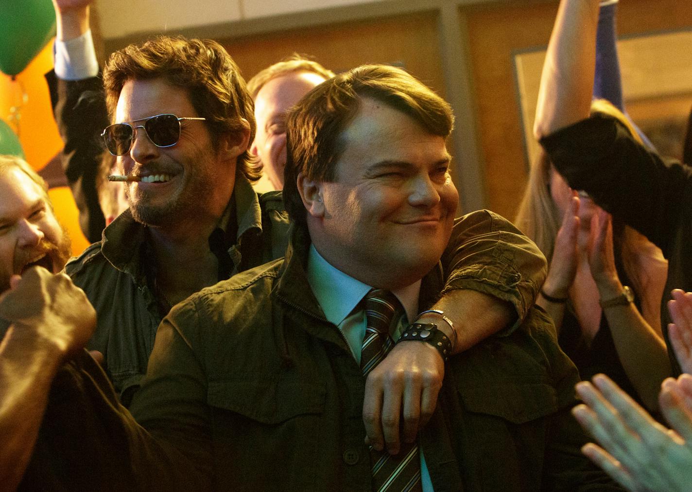 This image released by IFC Films shows James Marsden, left, and Jack Black in a scene from "The D Train." (Hilary Bronwyn Gayle/IFC Films via AP)