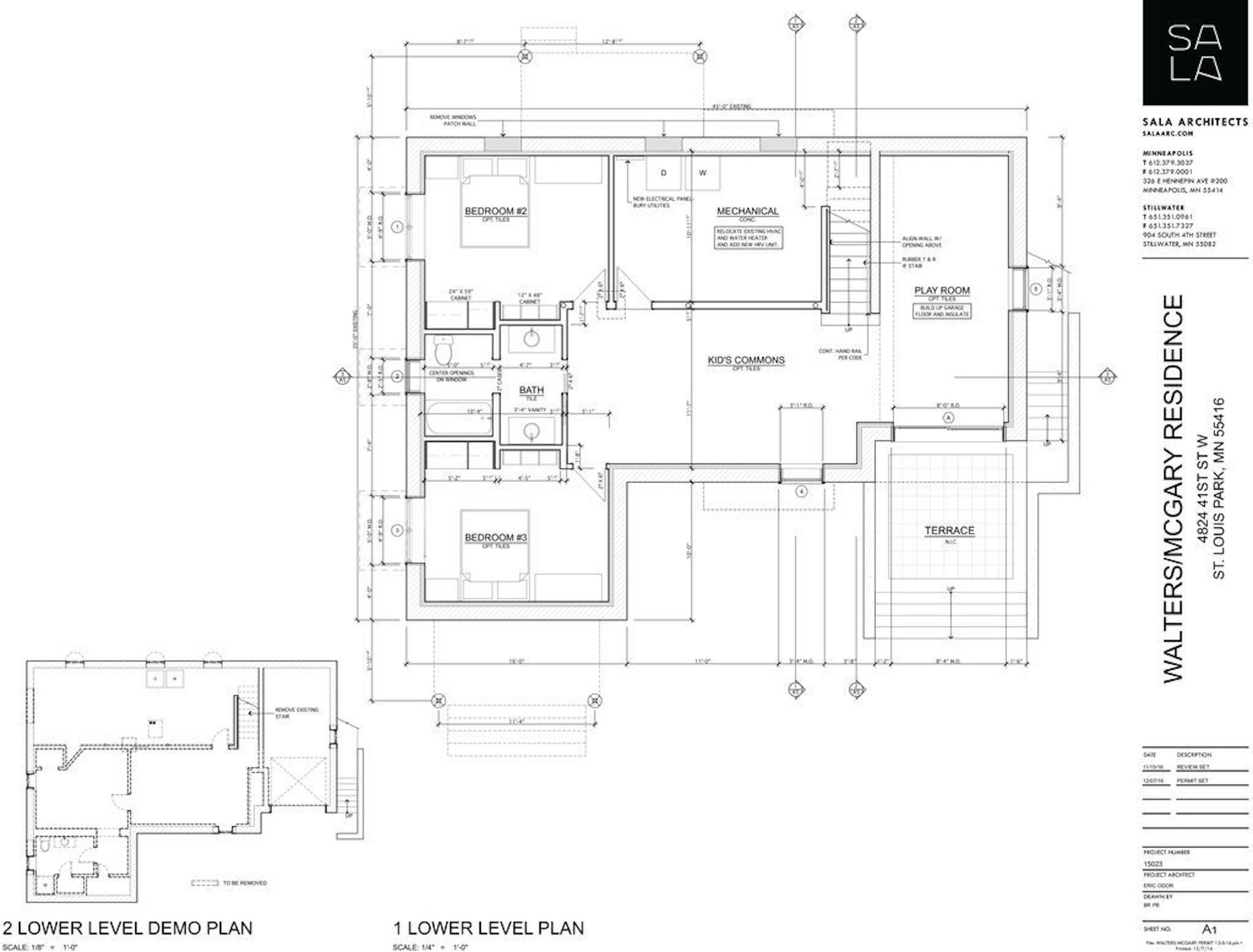 Lower level floor plan by SALA Architects.