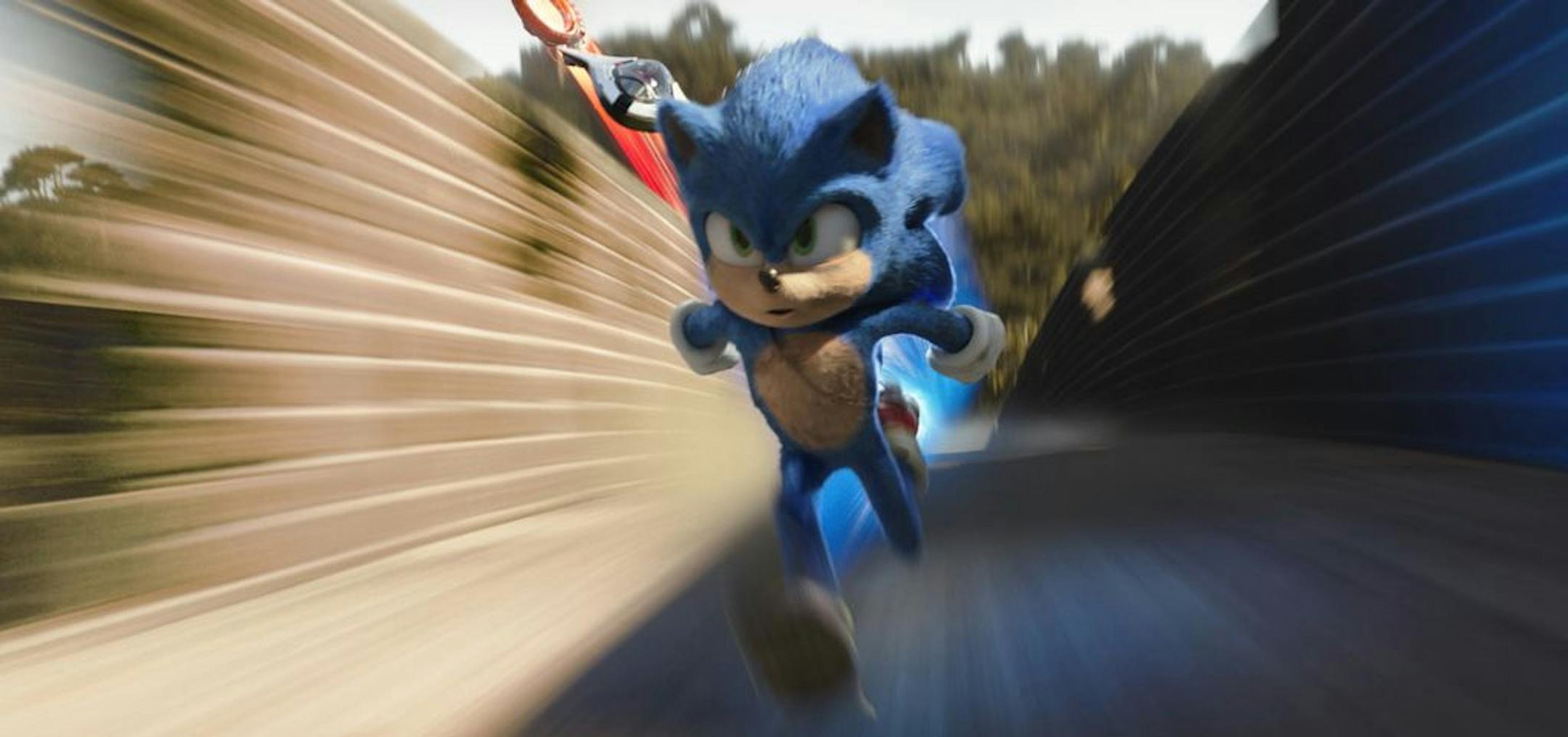 This image released by Paramount Pictures shows Sonic, voiced by Ben Schwartz, in a scene from "Sonic the Hedgehog ."