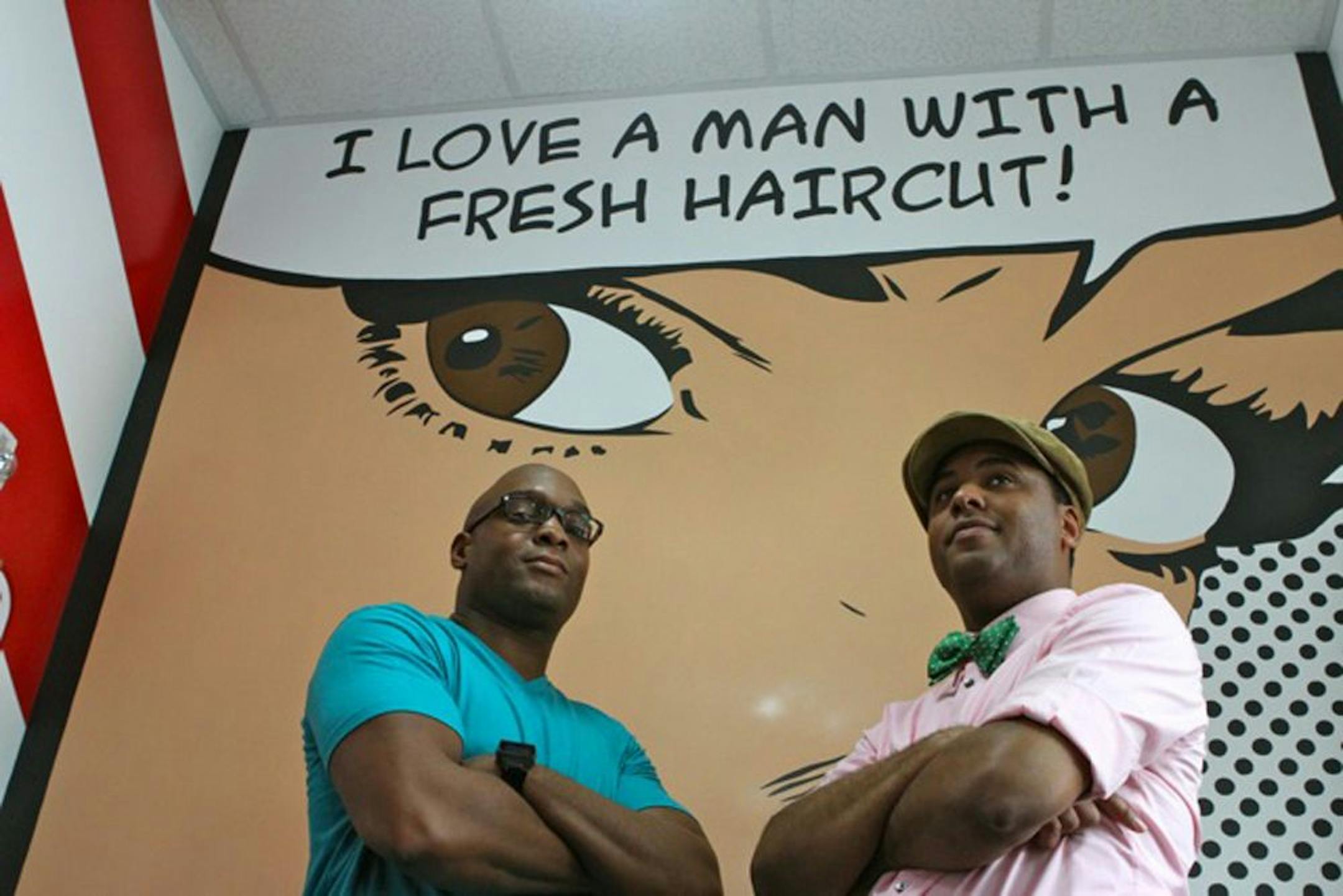Daymn Johnson and Dedrick Young of Grooming House Barbershop in St. Paul.