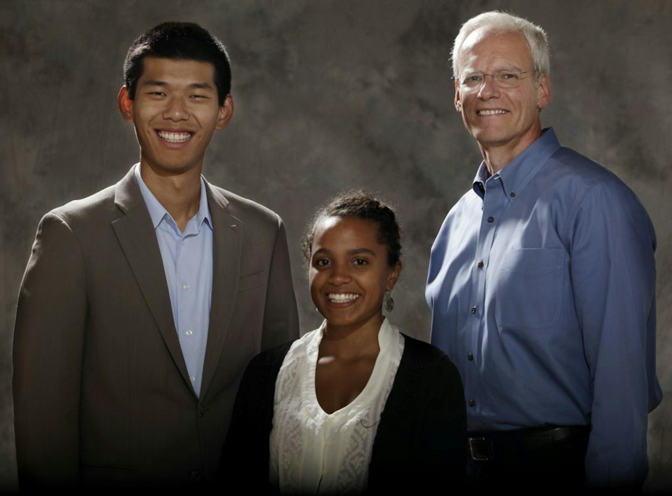 Left to right: Wallin Education Partners scholarship recipients Jiake Chen and Milliecia Lacy and Tom Holman, board chair of Wallin Education Partners.
