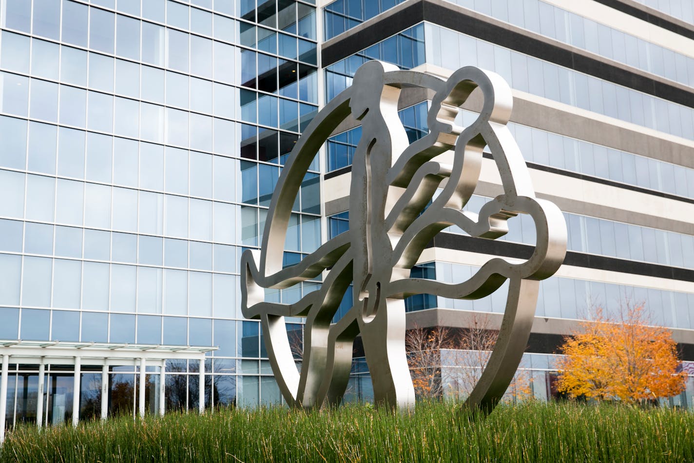 A logo sign outside of a facility occupied by Medtronic in Minneapolis, Minnesota on October 24, 2015. Photo by Kristoffer Tripplaar *** Please Use Credit from Credit Field ***