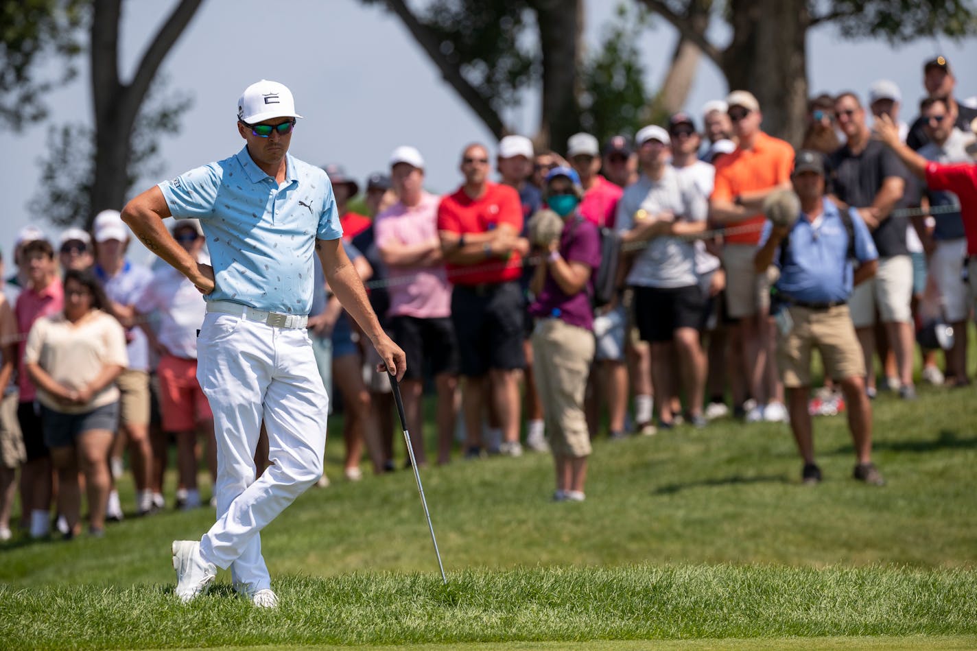 Rickie Fowler waits to putt at the 10th hole during the 3M Open at TPC Twin Cities on Thursday, July 23, 2021 in Blaine. ] ANTRANIK TAVITIAN • anto.tavitian@startribune.com