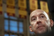 Hugh McCutcheon, University of Minnesota volleyball coach spoke during a press conference at Maturi Pavilion in Minneapolis .,Minn. on Tuesday October