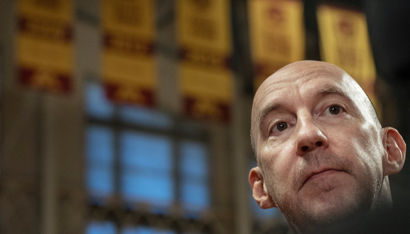 Hugh McCutcheon, University of Minnesota volleyball coach spoke during a press conference at Maturi Pavilion in Minneapolis .,Minn. on Tuesday October 18, 2022.