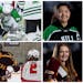Grace Zhan of Hill-Murray (top row) was selected Jori Jones Senior Goalie of the Year, and Ayla Puppe of Northfield was designated Ms. Hockey.