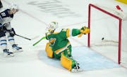 Jets left wing Kyle Connor scores on Wild goaltender Marc-Andre Fleury during in the first period Saturday at Xcel Energy Center.