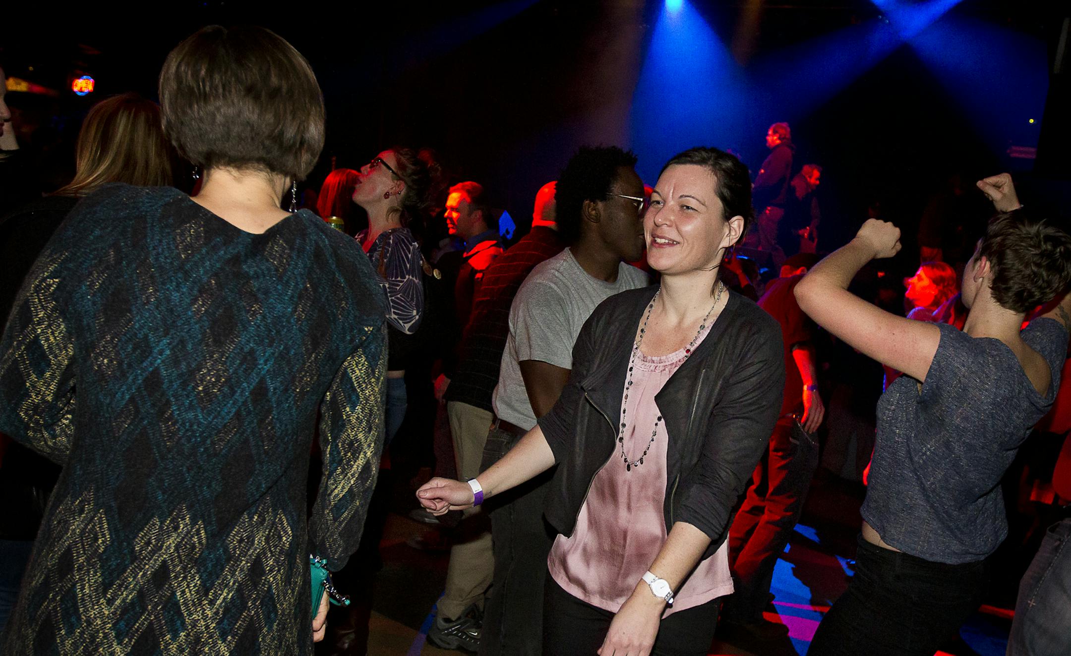 Henriet Hendriks dances during Minneapolis Mayor R.T. Rybak's "Unauguration Party" at First Avenue, Wednesday, December 18, 2013.