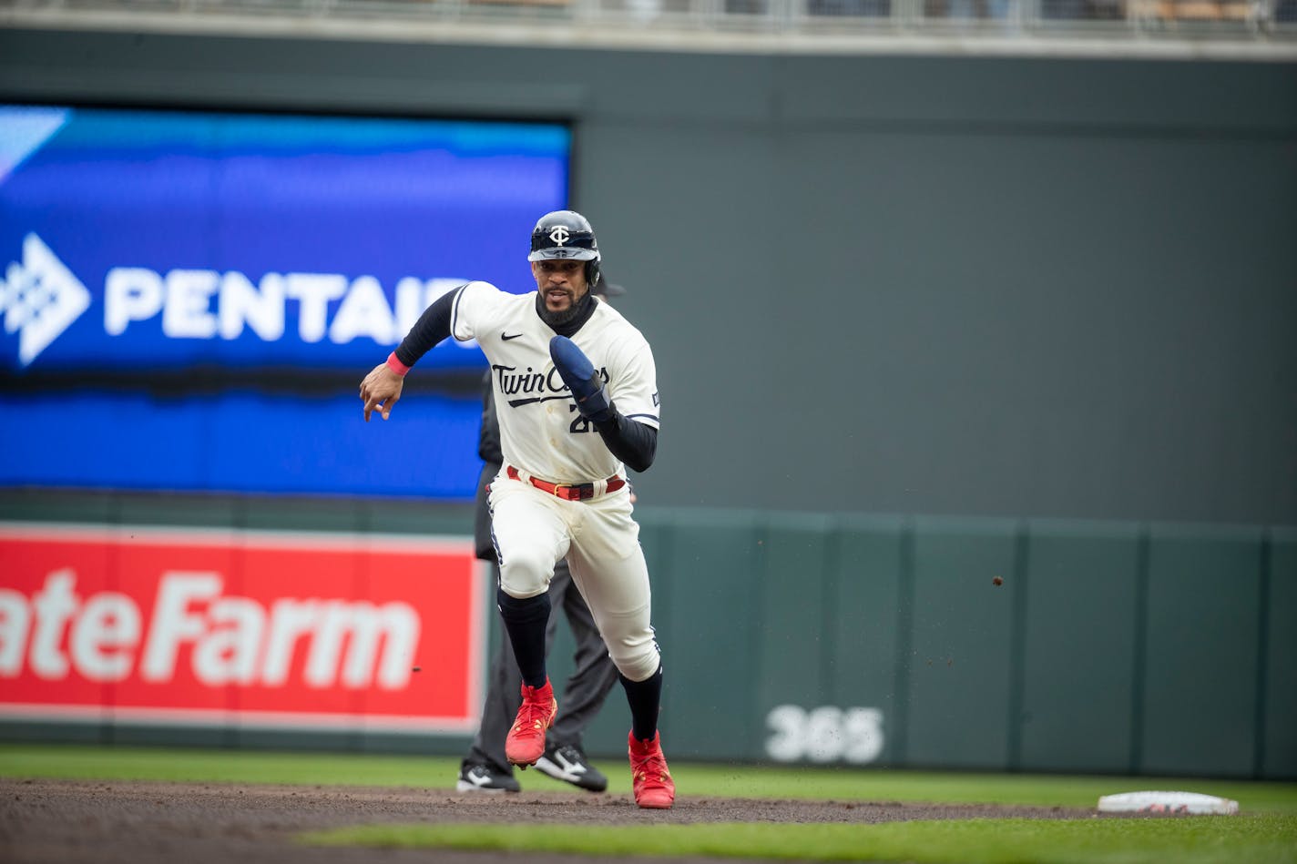 Byron Buxton, shown April 30, is dealing with sore ribs after being hit by a pitch Thursday night.