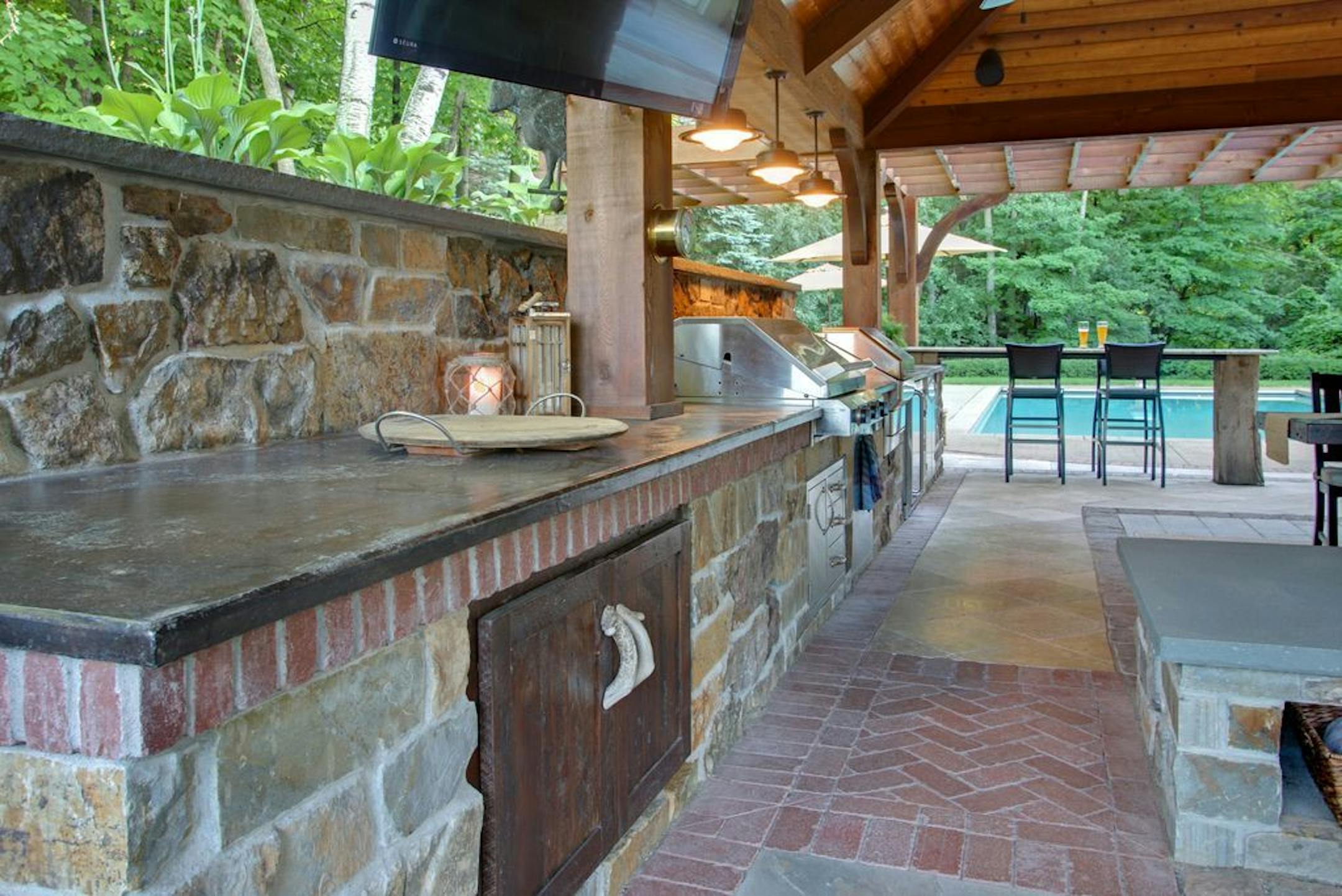 Salvaged wood and other elements add character to the space.
