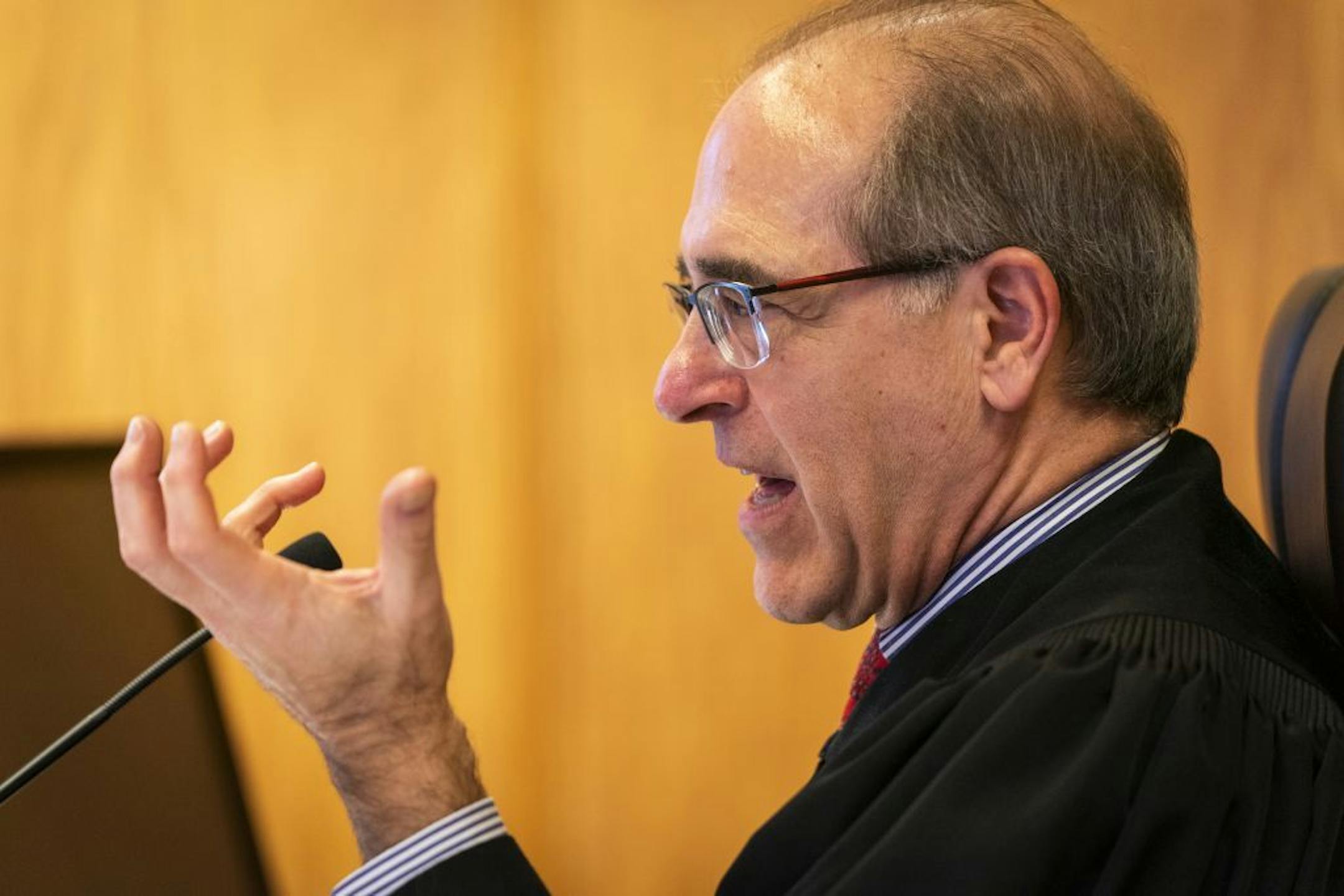 Judge John Guthmann presides over an evidentiary hearing regarding "procedural irregularities'' in the PolyMet permit case.