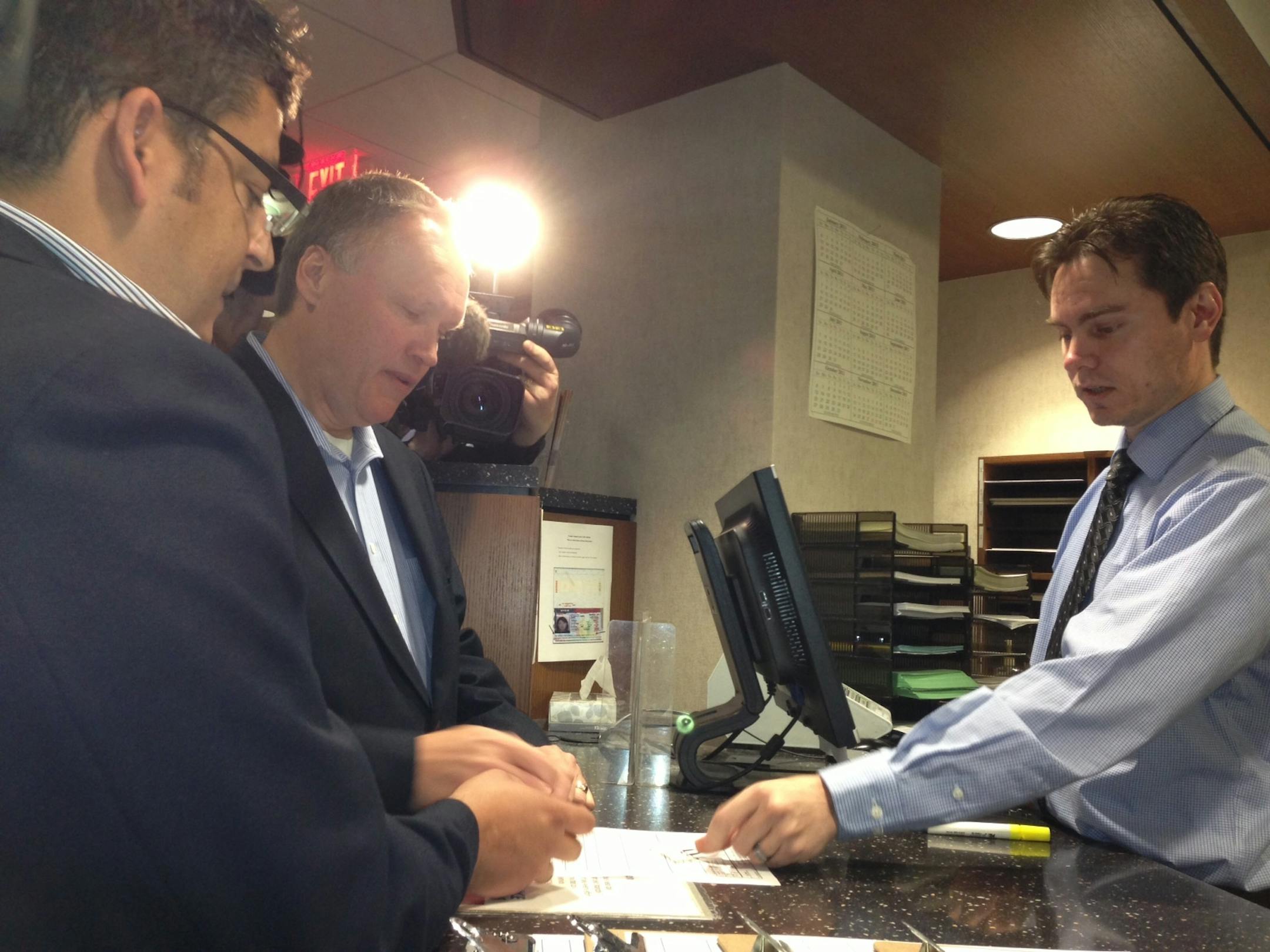 The first couple in Hennepin County to file their marriage application were Al Giraud, left, and Jeff Isaacson who have been together for 11 years from Minneapolis.