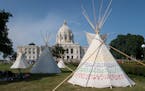 19 teepees were set up throughout grounds of the capitol for a water protector protest against Line 3 and other pipeline projects at the State Capitol