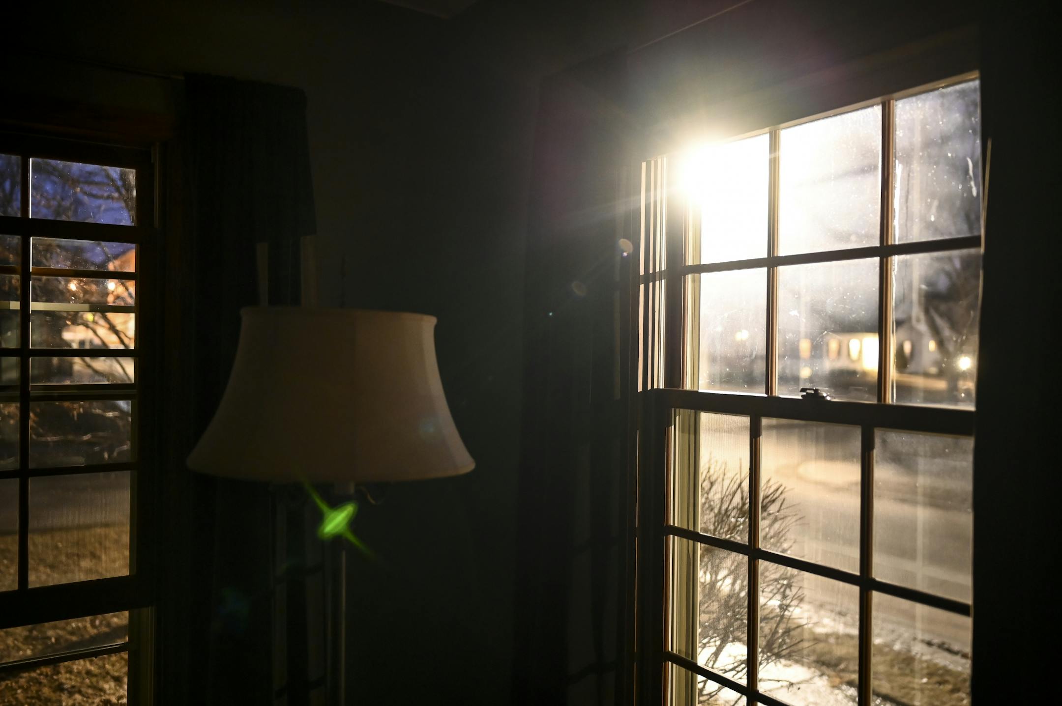 Bright light from new streetlights came in through the living room window of Chris Robinson and Margaret Miller's home Wednesday night.