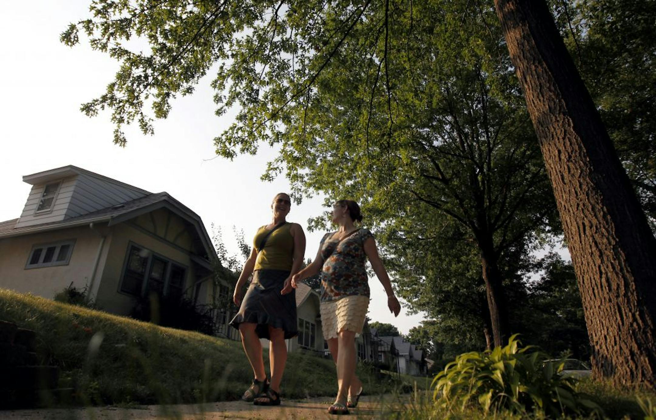 Caitlin Kersten and Lacey Campbell walked to the Riverview Theater. Campbell and her husband just bought their first house in the Longfellow neighborhood of south Minneapolis because of the variety of amenities within walking distance.