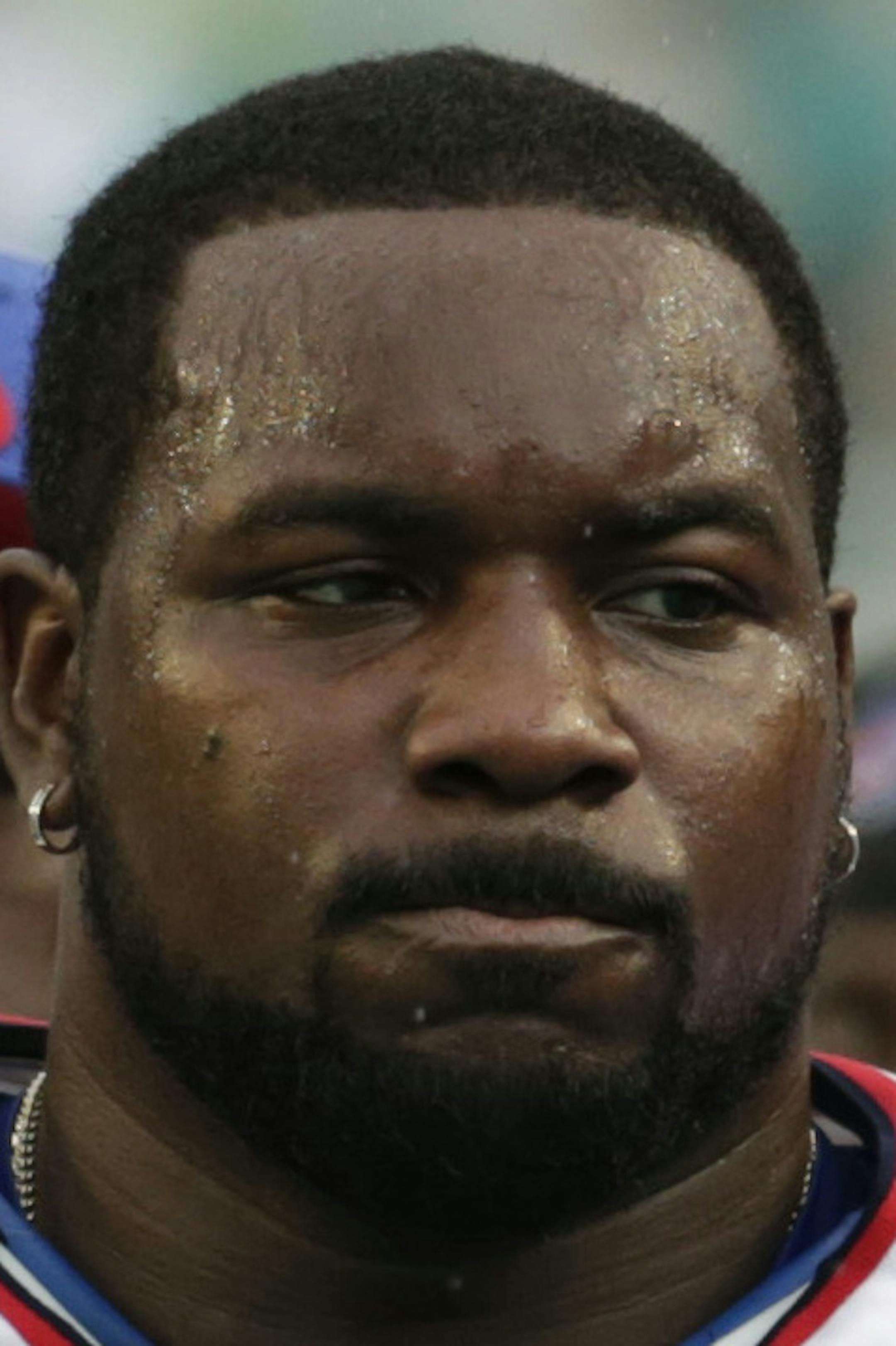 FILE - In this Sunday, Sept. 27, 2015 file photo, Buffalo Bills defensive tackle Marcell Dareus (99) walks the sidelines during the first half of an NFL football game against the Miami Dolphins in Miami Gardens, Fla. he Jacksonville Jaguars traded for Buffalo Bills nose tackle Marcell Dareus on Friday, Oct. 27, 2017, beefing up one of the NFL’s best defenses. The Jaguars (4-3) sent a sixth-round pick in the 2018 draft to the Bills (4-2) on Friday in exchange for the 330-pound run-stopper