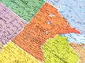 Map of Minnesota State. Selective focus.