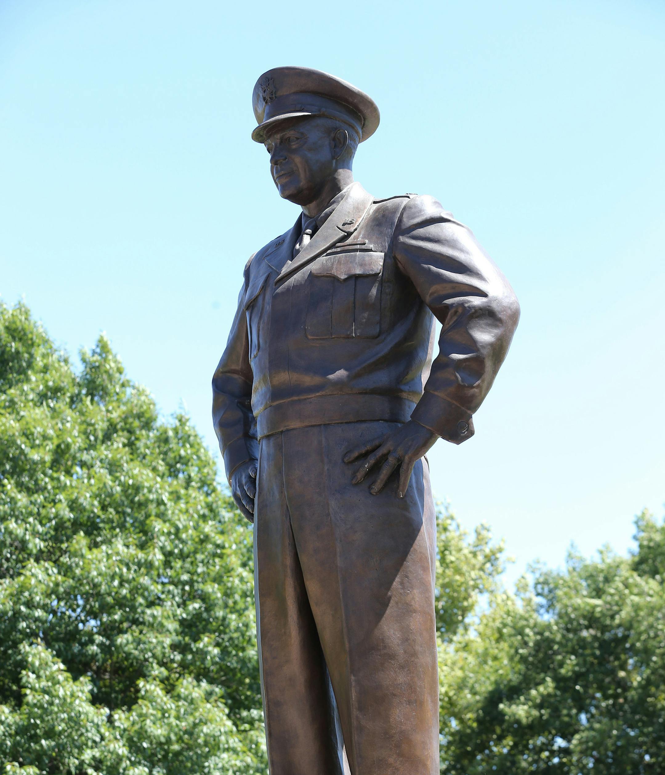 A bronze statue of Dwight D. Eisenhower looks over the grounds the Eisenhower Museum and Library, on August 20, 2015, in Abeline, Kan. (Bo Rader/Wichita Eagle/TNS)