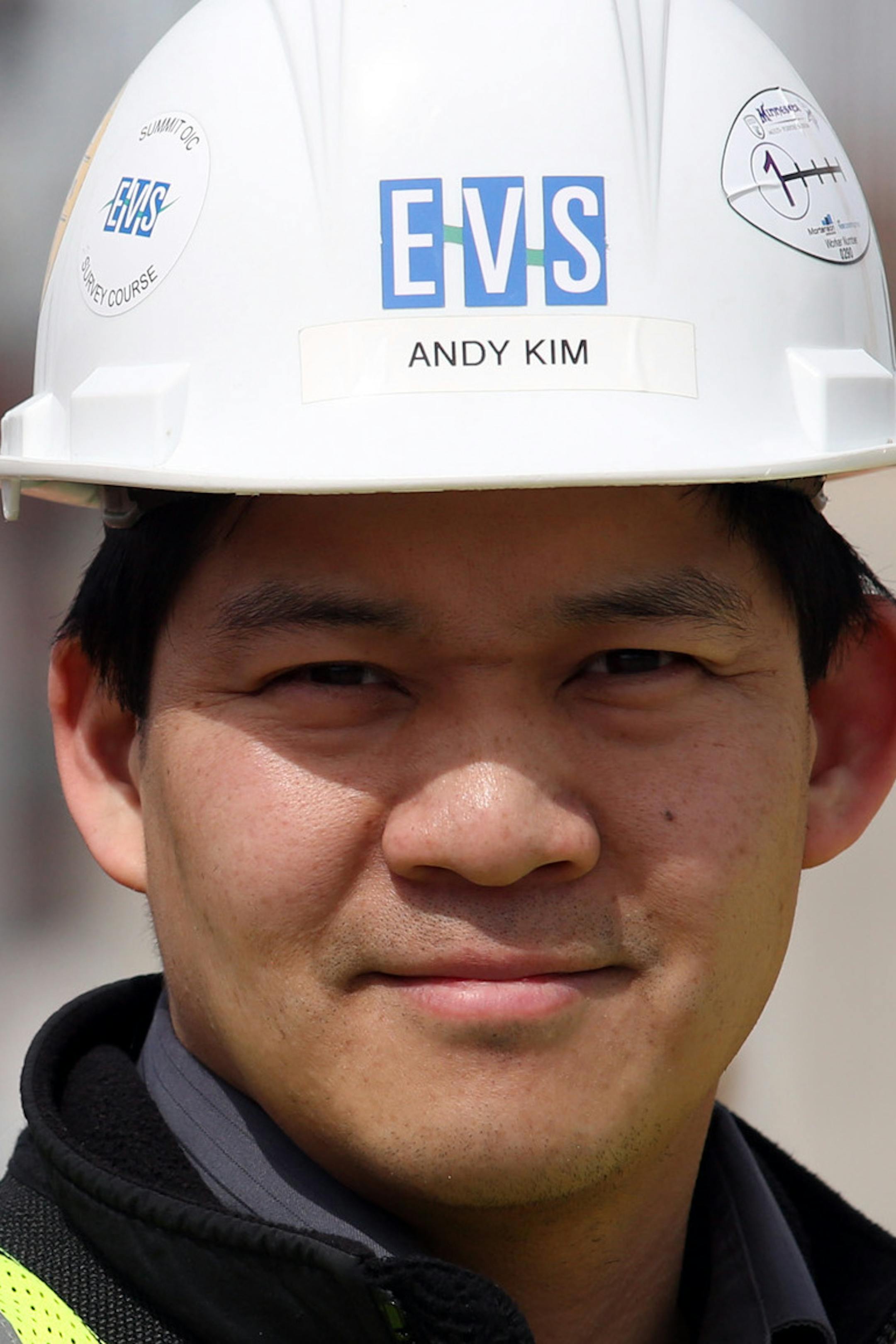 Andy Kim, vice president of EVS stood at the Metrodome construction site. ] (KYNDELL HARKNESS/STAR TRIBUNE) kyndell.harkness@startribune.com Andy Kim, one of the main minority contractors for the stadium, and his biz partner, Dan Bauer in Minneapolis, Min, Wednesday, April 2, 2014.