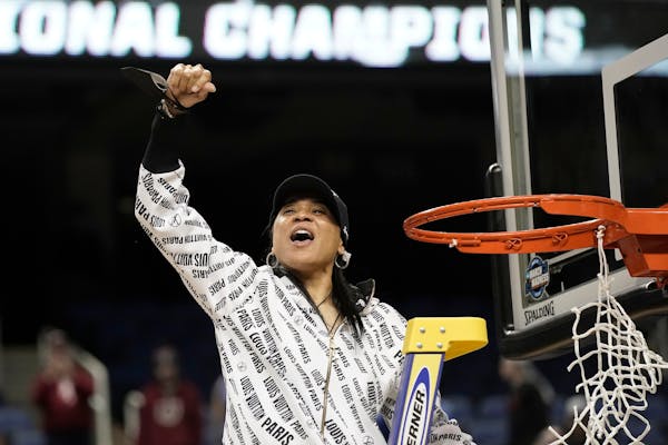 South Carolina women’s basketball coach Dawn Staley celebrated her team’s return trip to the Final Four after defeating Creighton on Sunday in Gre