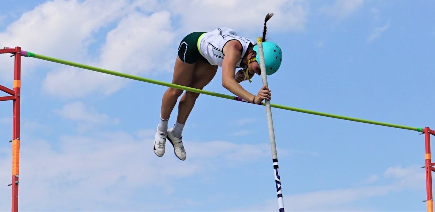 Mounds View's Julia Fixsen practiced her pole vaulting technique.