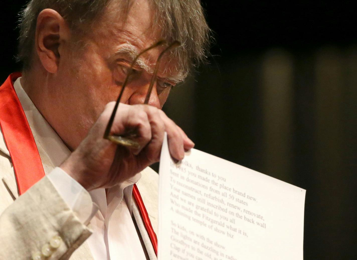 Garrison Keillor rehearses for his final Prairie Home Companion" Saturday, Feb. 27, 2016, at the Fitzgerald Theatre in St Paul, MN.](DAVID JOLES/STARTRIBUNE)djoles@startribune.com Garrison Keillor may not be saying goodbye to "Prairie Home Companion" just yet, but Saturday night's show will be his last at the Fitzgerald Theatre.