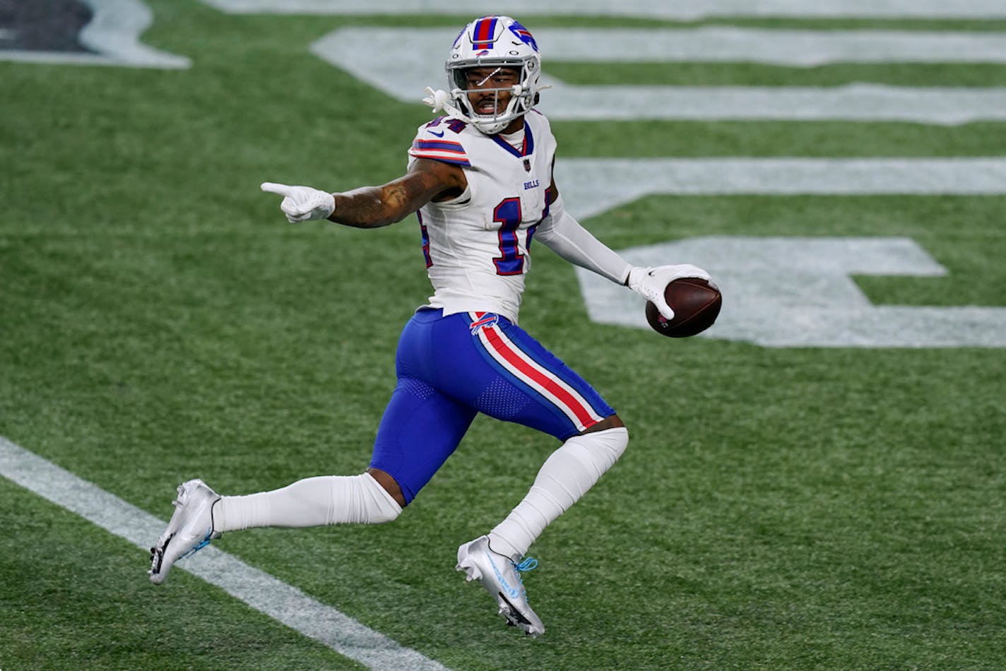 Buffalo Bills wide receiver Stefon Diggs crosses the goal line for one of his three touchdowns Monday.