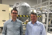 Niron Magnetics Chief Operating Officer John Larson, left, and Chief Executive Andy Blackburn at Niron’s prototype manufacturing facility in northea