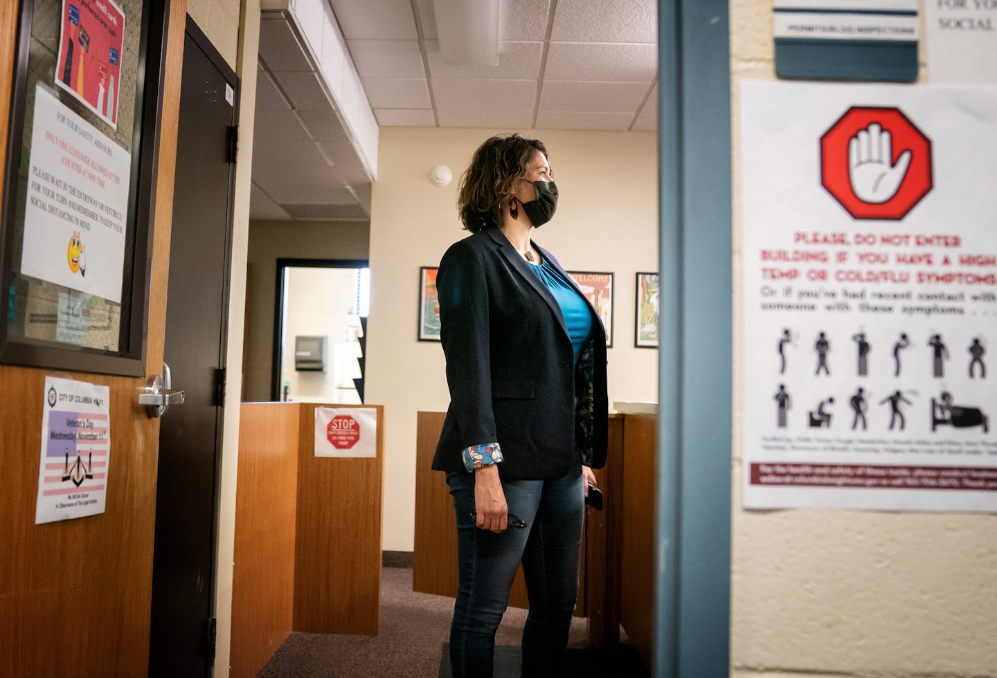 Amada Marquez Simula stopped by Columbia Heights City Hall after winning her election as mayor of Columbia Heights, Minnesota. As a Latina, she is the city's first non-white elected official. ] GLEN STUBBE • glen.stubbe@startribune.com Wednesday, November 4, 2020 The first person of color was elected to office in Columbia Heights. Amada Marquez Simula defeated councilmember Nick Novitsky in the mayoral race. As a Latina, she is the city's first non-white elected official.