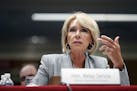 FILE -- Education Secretary Betsy DeVos testifies on Capitol Hill on June 5, 2018. The Education Department is considering whether to allow states to 