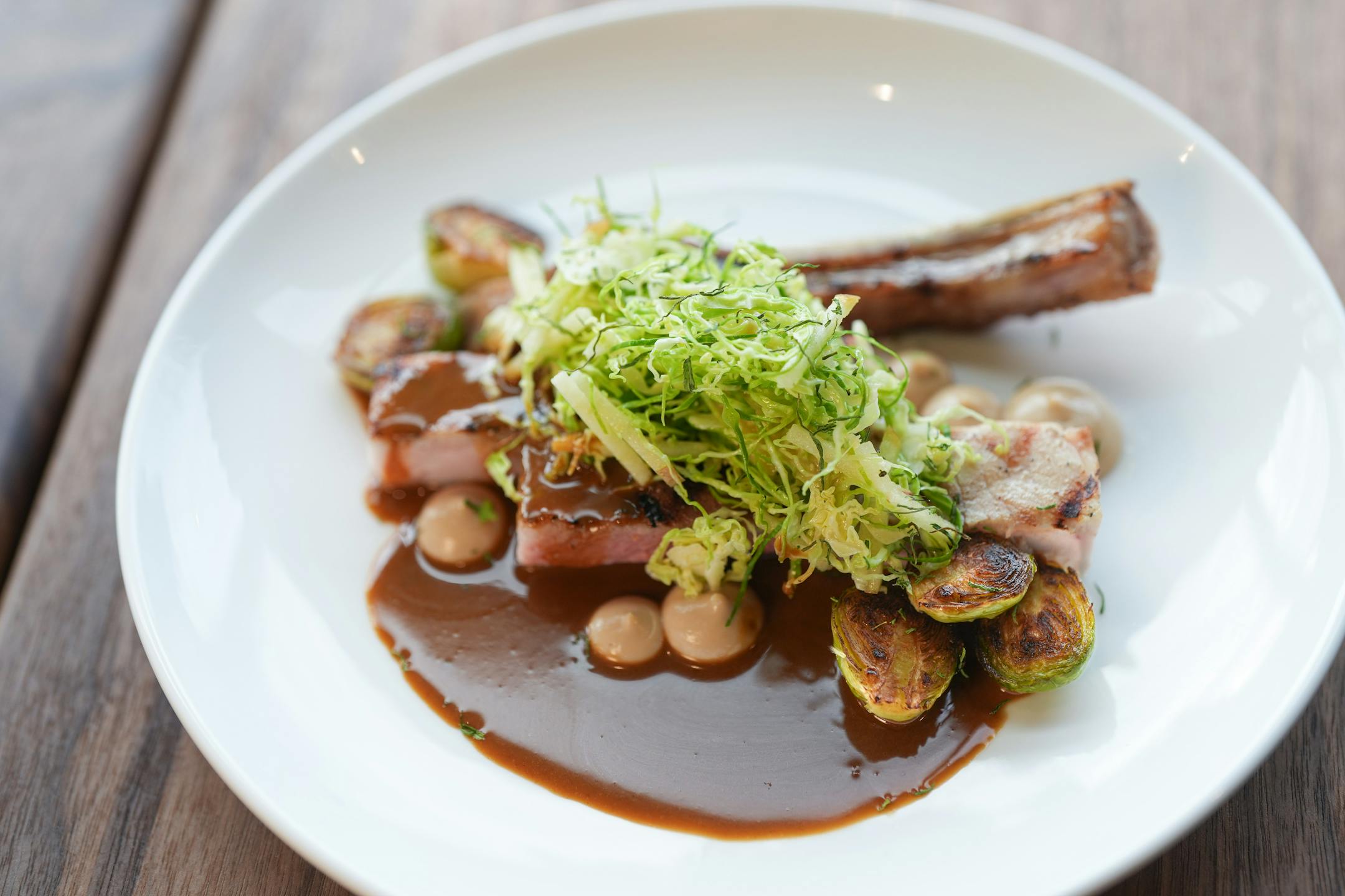Pork Chop and Brussels sprouts.