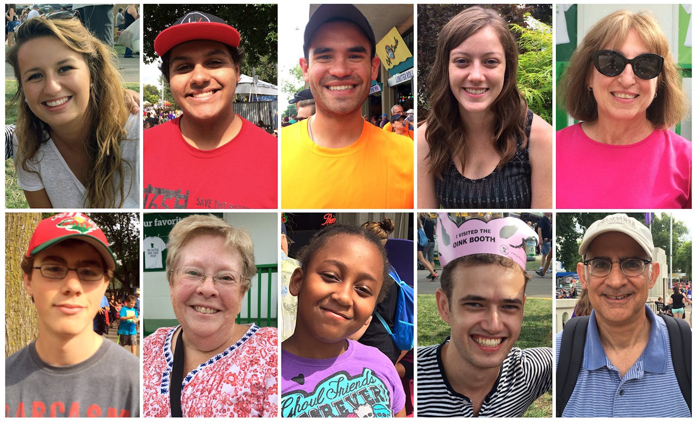 From top left: Siri Keller, 22; Cedric Holecek, 18; Ben Kraszyk, 25; Kenzie Hale, 20; Joline Gitis, 63; Casey McCloy, 17; Deb Krieg, 61; Tierra Holmes, 10; Ben Tracy, 22; Mark Zaban, 61